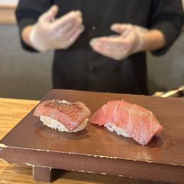 My LAST round. The chef kept offering more but I could only make room for 1 wagyu and 1 otoro. My LAST round. The chef kept offering more but I could only make room for 1 wagyu and 1 otoro.
