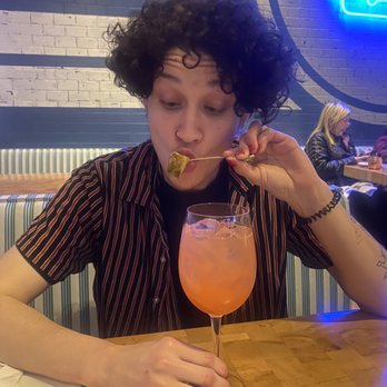 Zinburger - Roommate enjoying his Summer Sangria - Burgers Near Me - Phoenix, Arizona