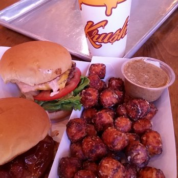 Krush Burger - Cow bell, the Original burgers with Tots and house sauce... delicious! - Burgers Near Me - Roseville, California Krush Burger - Cow bell, the Original burgers with Tots and house sauce... delicious! - Burgers Near Me - Roseville, California