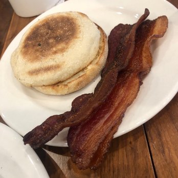 Brunch Cafe-Niles - English muffin & bacon well done/crispy. - Breakfast & Brunch Near Me - Niles, Illinois