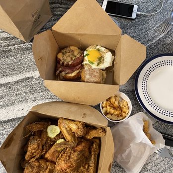 Grace Meat + Three - Spicy fried chicken, fries, Mac and cheese, fried bologna sandwich, biscuit. - Southern Near Me - St Louis, Missouri Grace Meat + Three - Spicy fried chicken, fries, Mac and cheese, fried bologna sandwich, biscuit. - Southern Near Me - St Louis, Missouri