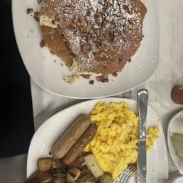 Pecan pancakes with my sides