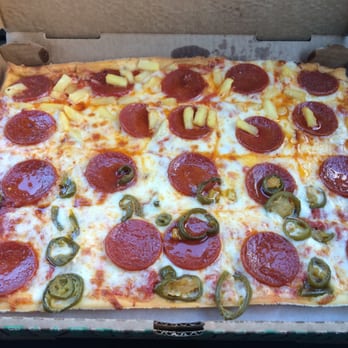 Ledo Pizza - Half pepperoni and jalapeños and half pepperoni and pineapples - Pizza Near Me - Laurel, Maryland