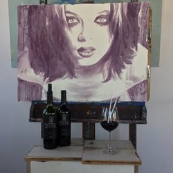 Amazink Tattoos - Red wine painting of Shirley Manson by Laura Schrampfer Champeau