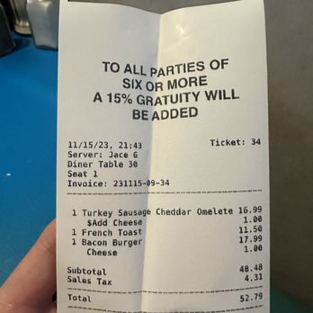 Landmark Diner Buckhead - Receipt - Diners Near Me - Atlanta, Georgia