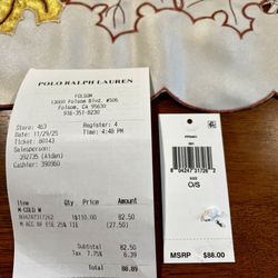 Polo Ralph Lauren - Receipt
