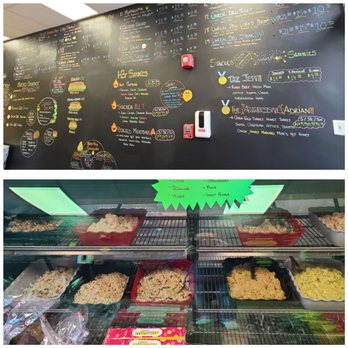 Stacked Sandwich Shop - Menu on the wall and different cream cheese spreads - Sandwiches Near Me - Forest Hills, New York Stacked Sandwich Shop - Menu on the wall and different cream cheese spreads - Sandwiches Near Me - Forest Hills, New York