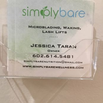 Simply Bare - Jessica's business cards -- pick up one outside her suite door - Permanent Makeup Near Me - Phoenix, Arizona Simply Bare - Jessica's business cards -- pick up one outside her suite door - Permanent Makeup Near Me - Phoenix, Arizona