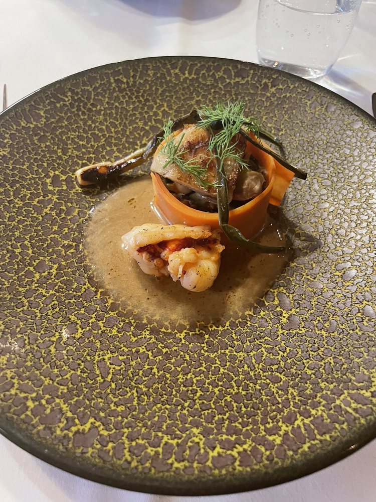 Patrick Devos - Lobster with artichoke and fideo wrapped in carrot - food - Vegetarian Near Me - Bruges, VWV Patrick Devos - Lobster with artichoke and fideo wrapped in carrot - food - Vegetarian Near Me - Bruges, VWV
