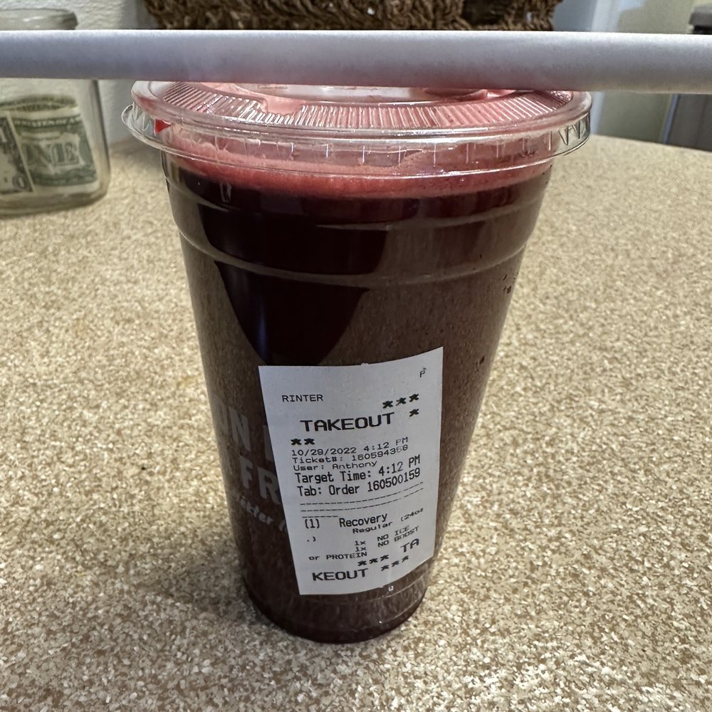 Recovery- beet juice ginger celery kale and orange Recovery- beet juice ginger celery kale and orange