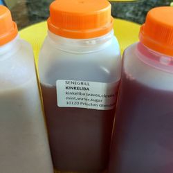 Sene Grill - House made juices....Bouye, Kinkeliba, and Bissap... yummo!