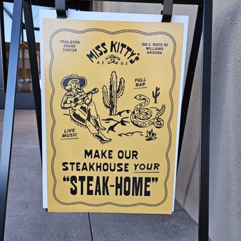 Miss Kitty’s Bar & Restaurant - Front Entrance Sign - 10.24.2025 - Breakfast & Brunch Near Me - Williams, Arizona Miss Kitty’s Bar & Restaurant - Front Entrance Sign - 10.24.2025 - Breakfast & Brunch Near Me - Williams, Arizona