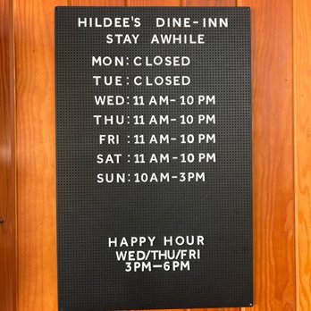 Hildee's Dine-Inn - Hour's - Southern Near Me - Wimberley, Texas Hildee's Dine-Inn - Hour's - Southern Near Me - Wimberley, Texas