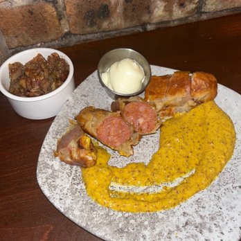 Clydz - Allligator sausage with bacon shallot marmalade!!! - New American Near Me - New Brunswick, New Jersey Clydz - Allligator sausage with bacon shallot marmalade!!! - New American Near Me - New Brunswick, New Jersey