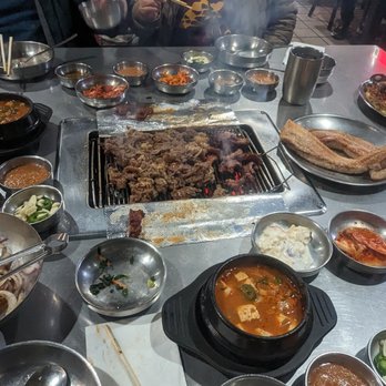 Korean Spring BBQ - bulgogi, samgyeopsal (pork belly), doenjang (soybean stew), galbitang (rib soup) - Korean Near Me - Santa Clara, California Korean Spring BBQ - bulgogi, samgyeopsal (pork belly), doenjang (soybean stew), galbitang (rib soup) - Korean Near Me - Santa Clara, California
