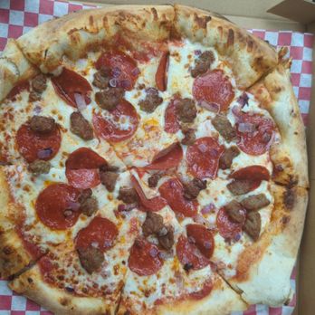 The Exchange Pizza Depot - Pepperoni sausage red onion and fresh mozzarella - Pizza Near Me - Matthews, North Carolina