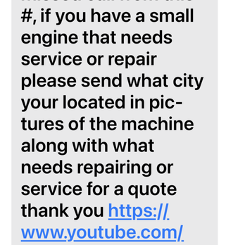 Brevard Mobile Small Engine Repair - My texts with this rude man - Outdoor Power Equipment Services Near Me - Palm Bay, Florida