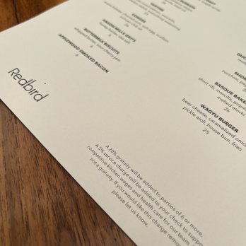 Redbird - Note the extra 5% tax they will add onto every check. - New American Near Me - Los Angeles, California