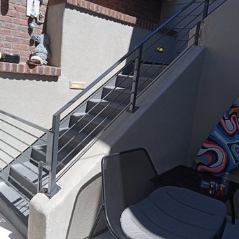 US Ironwork - Iron handrail with a small entry gate. Give us a call for a free estimate. We do care about our customers and will go above and beyond. - Fences & Gates Near Me US Ironwork - Iron handrail with a small entry gate. Give us a call for a free estimate. We do care about our customers and will go above and beyond. - Fences & Gates Near Me