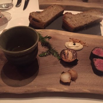 Aubergine - "Sushi" steak with mushroom tea - New American Near Me - Carmel, California