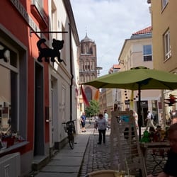 Café Kelm - Blick zur Kulturkirche St. Jacobi