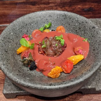 Boragó - #7 stuffed tomato and Paine watermelon ceviche - Chilean Near Me - Santiago, RM