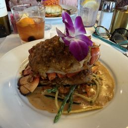 This was a special on front of menu called King Of The Sea-- sea bass topped with a lobster tail.