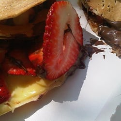 Berries cheese cake sweet crepe...YUM, not too sweet, just right