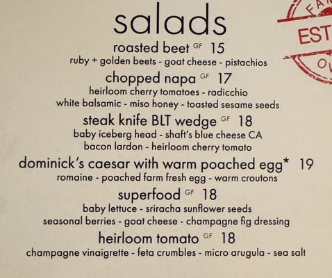 Menu photo 6 Dominick's Steakhouse Scottsdale, AZ