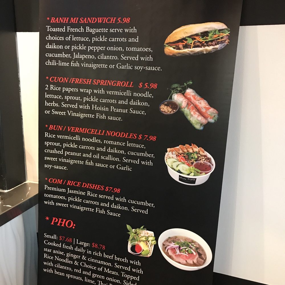 Cafe Trang Bistro - Menu up close - Vietnamese Near Me - Lehi, Utah Cafe Trang Bistro - Menu up close - Vietnamese Near Me - Lehi, Utah