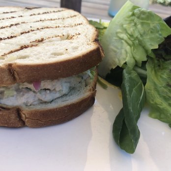 Flower House Cafe - Tuna sandwich lightly grilled with side greens - New American Near Me - Langley, Washington
