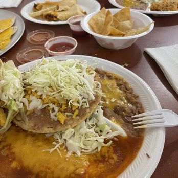 Los Hermanos Restaurant & Lounge - Combination plate  - cheese enchilada and tostada - Mexican Near Me - Superior, Arizona