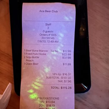 ACE Beer Club - Bill - Asian Fusion Near Me - Garden Grove, California ACE Beer Club - Bill - Asian Fusion Near Me - Garden Grove, California