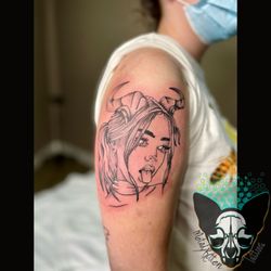 Ninja Cyborg Studio - Illistration lady's face tattoo by Tamara Hayward in Barrie, Ontario