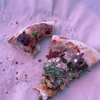 Fire at Pybus Public Market - Ham, Fig & Goat pizza  (+ arugula before firing) - Pizza Near Me - Wenatchee, Washington