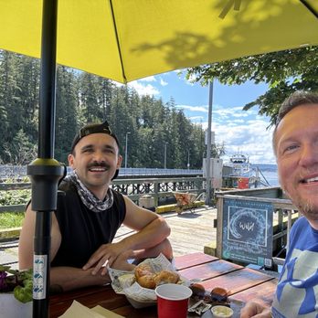 Coveside Seafood Eatery - Happy campers - Fish & Chips Near Me - Quathiaski Cove, British Columbia