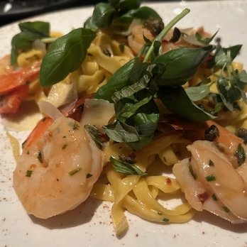 Twin Creeks Steakhouse - Shrimp Scampi ($30). Small portion, lots of ingredients, and delicious fresh made pasta. - Steakhouses Near Me - Las Vegas, Nevada Twin Creeks Steakhouse - Shrimp Scampi ($30). Small portion, lots of ingredients, and delicious fresh made pasta. - Steakhouses Near Me - Las Vegas, Nevada