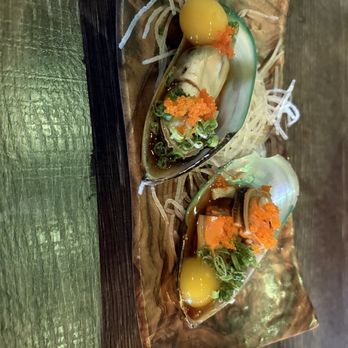 Kabuto Sushi - Quail egg mussel shooter - Sushi Bars Near Me - St George, Utah Kabuto Sushi - Quail egg mussel shooter - Sushi Bars Near Me - St George, Utah