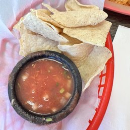 This is supposed to be salsa it's water with ketchup. Chips so dry and stale This is supposed to be salsa it's water with ketchup. Chips so dry and stale