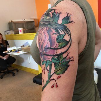 Treasure Tattoo - My hummingbird and blue moon roses, courtesy of the awesome Jamie Ruth! - Tattoo Near Me - New Orleans, Louisiana Treasure Tattoo - My hummingbird and blue moon roses, courtesy of the awesome Jamie Ruth! - Tattoo Near Me - New Orleans, Louisiana