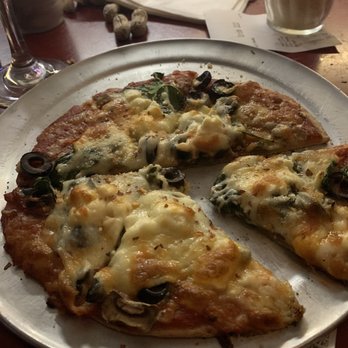 Moose's Saloon - Made my own toppings with feta, spinach, and black olives. Yummy!!!! - Pizza Near Me - Kalispell, Montana