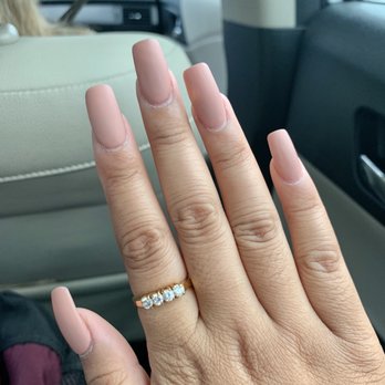 Krystal Nails And Spa - Shape: Square Round / Color: PMS17 / $30 ($26 full set + $4 matte top coat) / Shape + Acrylic Application done by: Brian / Painted by: Jade - Nail Salons Near Me - Santee, California Krystal Nails And Spa - Shape: Square Round / Color: PMS17 / $30 ($26 full set + $4 matte top coat) / Shape + Acrylic Application done by: Brian / Painted by: Jade - Nail Salons Near Me - Santee, California
