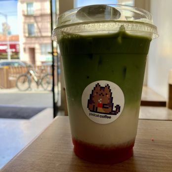 Pixlcat Coffee - Macha latte with guava - Coffee & Tea Near Me - San Francisco, California Pixlcat Coffee - Macha latte with guava - Coffee & Tea Near Me - San Francisco, California