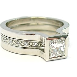 Conger's Jewellers - Princess cut Diamond Engagement Ring with Diamond Wedding Band insert