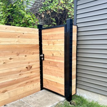 Delgado Welding - Custom cedar & steel gate - Fences & Gates Near Me Delgado Welding - Custom cedar & steel gate - Fences & Gates Near Me