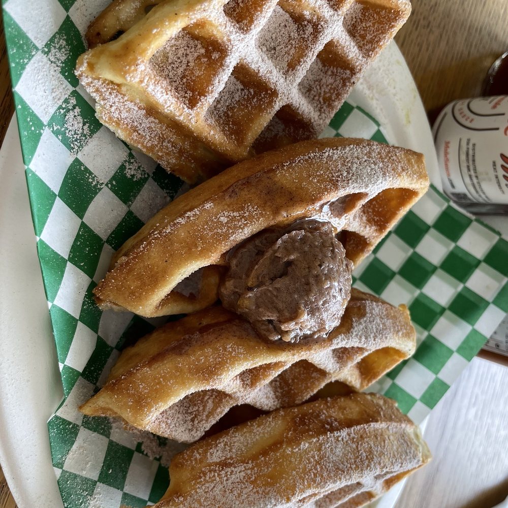 Chismosa Cafe - Churro waffles (the cinnamon butter was good) - New Mexican Cuisine Near Me - Covina, California Chismosa Cafe - Churro waffles (the cinnamon butter was good) - New Mexican Cuisine Near Me - Covina, California