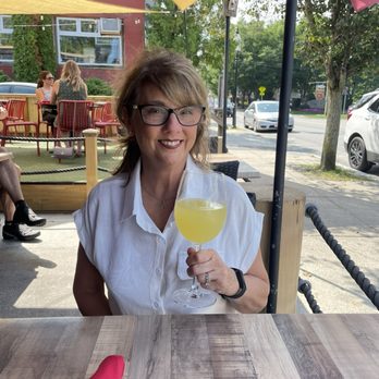 Portside Tavern - My lovely wife with her mimosa - Seafood Near Me - Bristol, Rhode Island