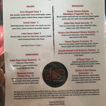 Fuego Latino Gastropub - Lunch menu - Latin American Near Me - Giddings, Texas