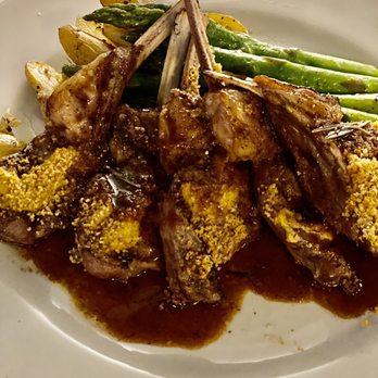 Petite Violette - Rack of Lamb cooked to temp and crusted with mustard and bread crumbs - French Near Me - Atlanta, Georgia Petite Violette - Rack of Lamb cooked to temp and crusted with mustard and bread crumbs - French Near Me - Atlanta, Georgia