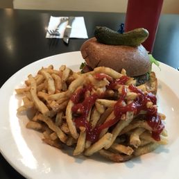 Burger and fries. $13. Delish and huge!